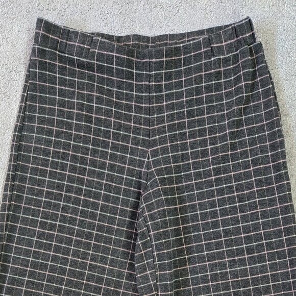 J. Jill Charcoal Gray Windowpane Plaid Full Wide Leg Pull On Cropped Ponte Pant - Picture 4 of 9